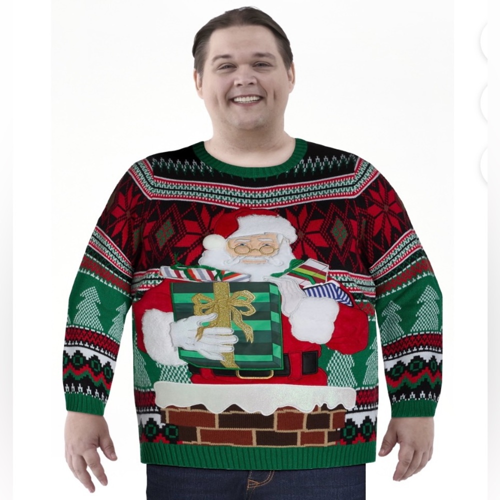 Holiday‎ Time Men’s Festive Santa Christmas Sweater! NWT! Size XL!